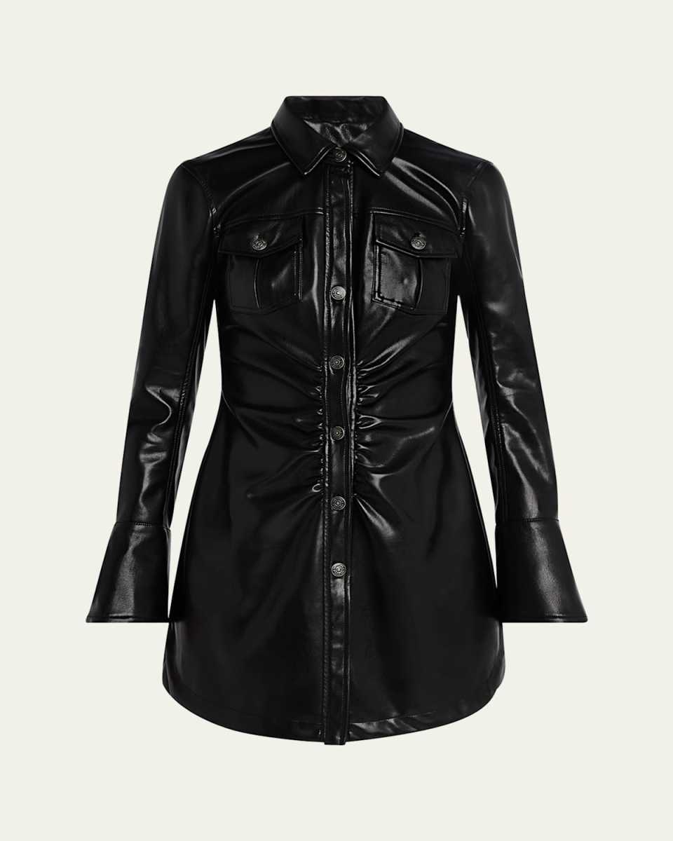 Alizee Vegan Leather Mini Shirtdress